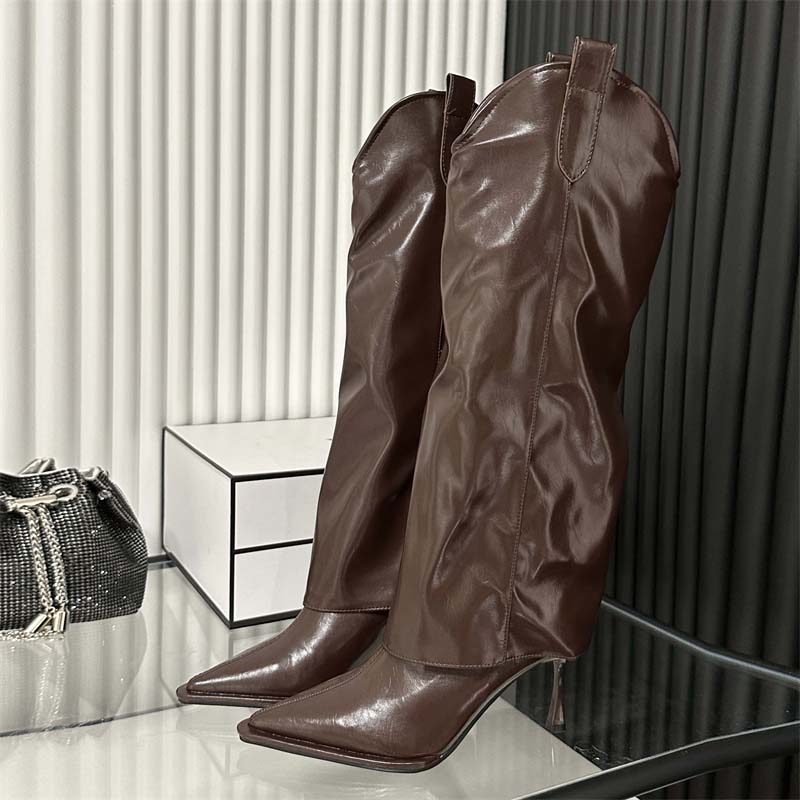 Fashion Eilyken 2025 New Thin Low Heels Pointed Toe Women Long Knee High Boots Black Winter Shoes Female Booties Zapatos Mujer