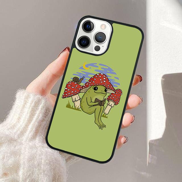 Kawaii Frog Mushroom Phone Case For Apple iPhone 17 Air Pro Max Plus Coque For iPhone 17 Air 14 15 16 13 12 Max Cover