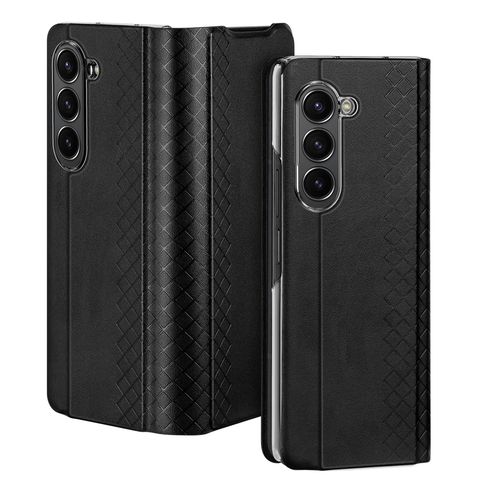 

For Samsung Galaxy Z Fold5 5G Cases with Card Slot DUX DUCIS Bril Series Leather Phone Cover Stand Black