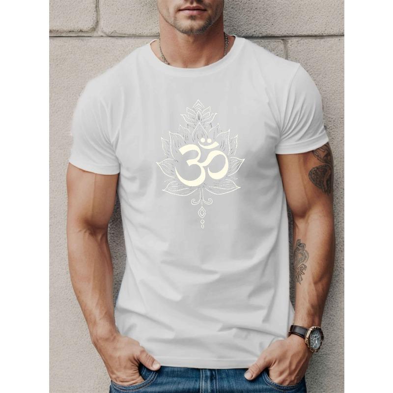 Intricate Om Symbol with Lotus Flower Men S Short Sleeve T-shirt Summer T-shirt Top S белый