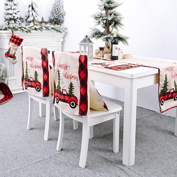 Christmas Home Decoration Magenta Black Check Table Mat Cartoon Tablecloth Table Mat Home Table Dress Knife and Fork Mat