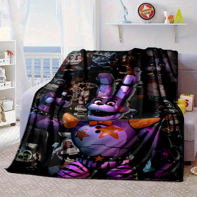 Fnaf Character Collage Blanket Flannel Blanket for bed, sofa, Camping, Hiking, Picnic Essentials, gift for family Fan gifts