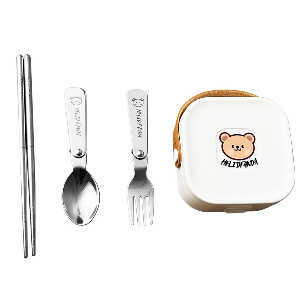 4Pcs Outdoor Portable Foldable Cutlery Set 304 Stainless Steel Fork Spoon Chopsticks With Box Camping Picnic Tableware
