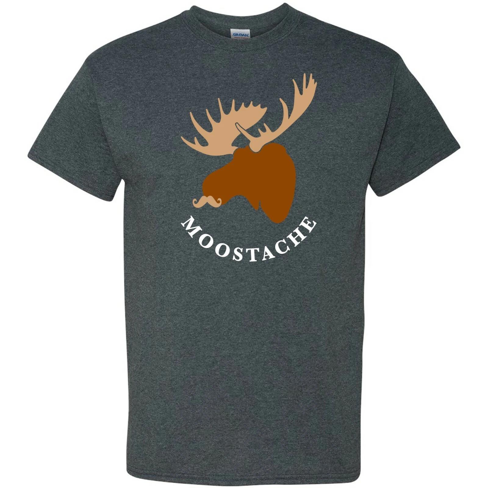 Moostache - Funny Moose Mustache Joke T Shirt L