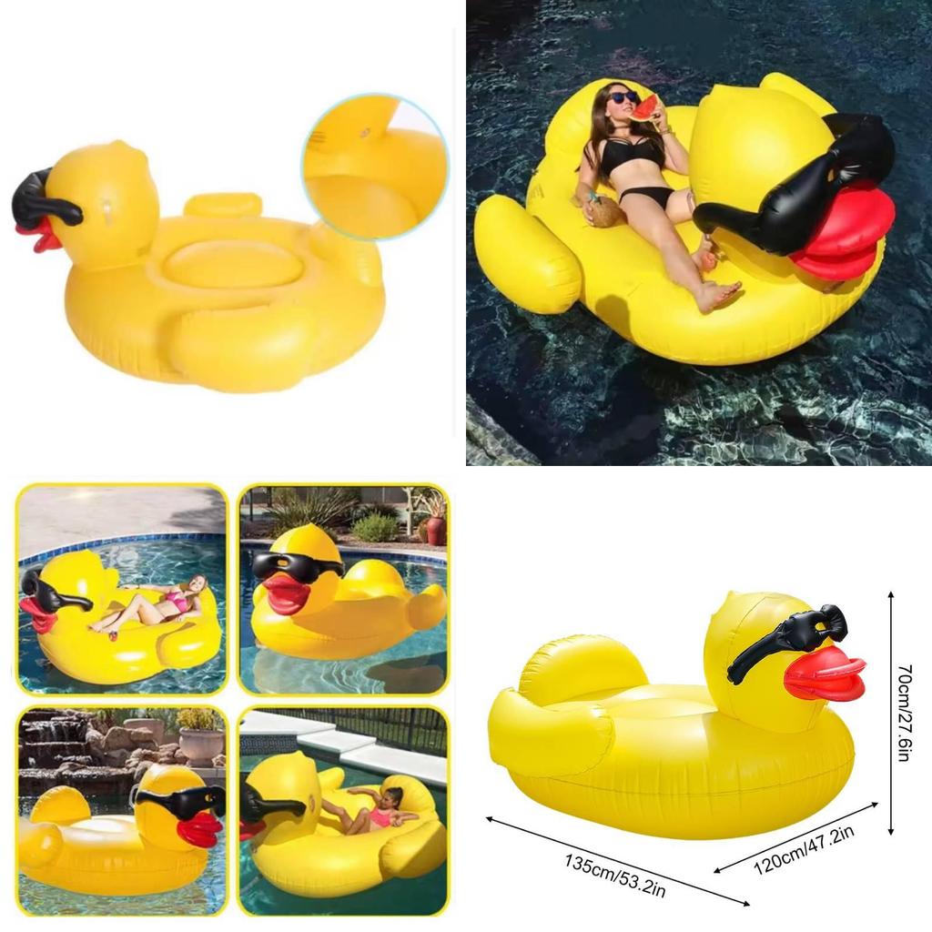 Yellow Duck Inflatable Float Pool Lounge Pvc Cartoon Water Ride For Adults Kids