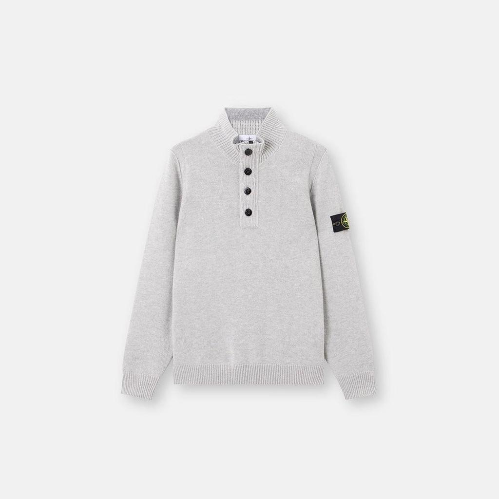 Stone Island Nowy Jesienno-Zimowy Wełniany Sweter Pulower z Półzamkiem i Wysokim Dekoltem