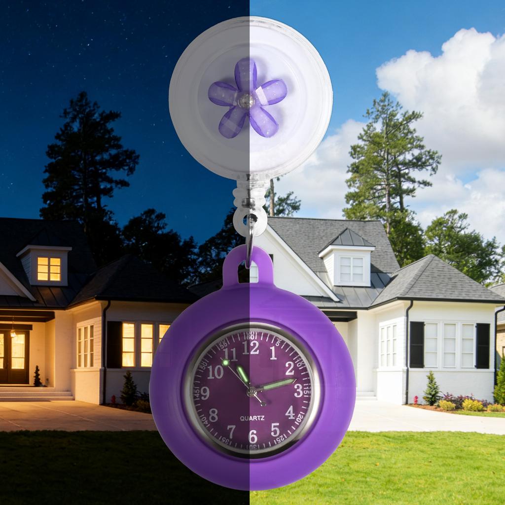 4/15Pcs Pocket Watches Retractable Nurse Doctor Watch Shiny Reel Clip Pocket Watches Hospital Medical Working Office Hang Clock