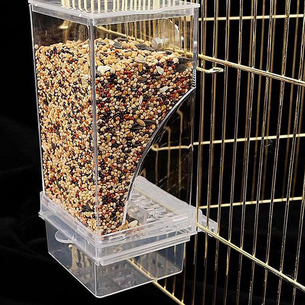 Bird Feeders Automatic Parrot Feeder Drinker Acrylic Seed Food Container Cage Accessories For Small And Medium Parakeets