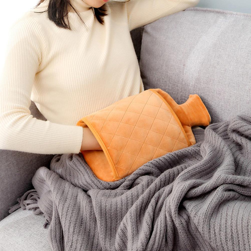 Rubber Hot Water Bottle 2.0L with Plush Detachable Washable Hand Pocket Cover Winter Hand Warmer