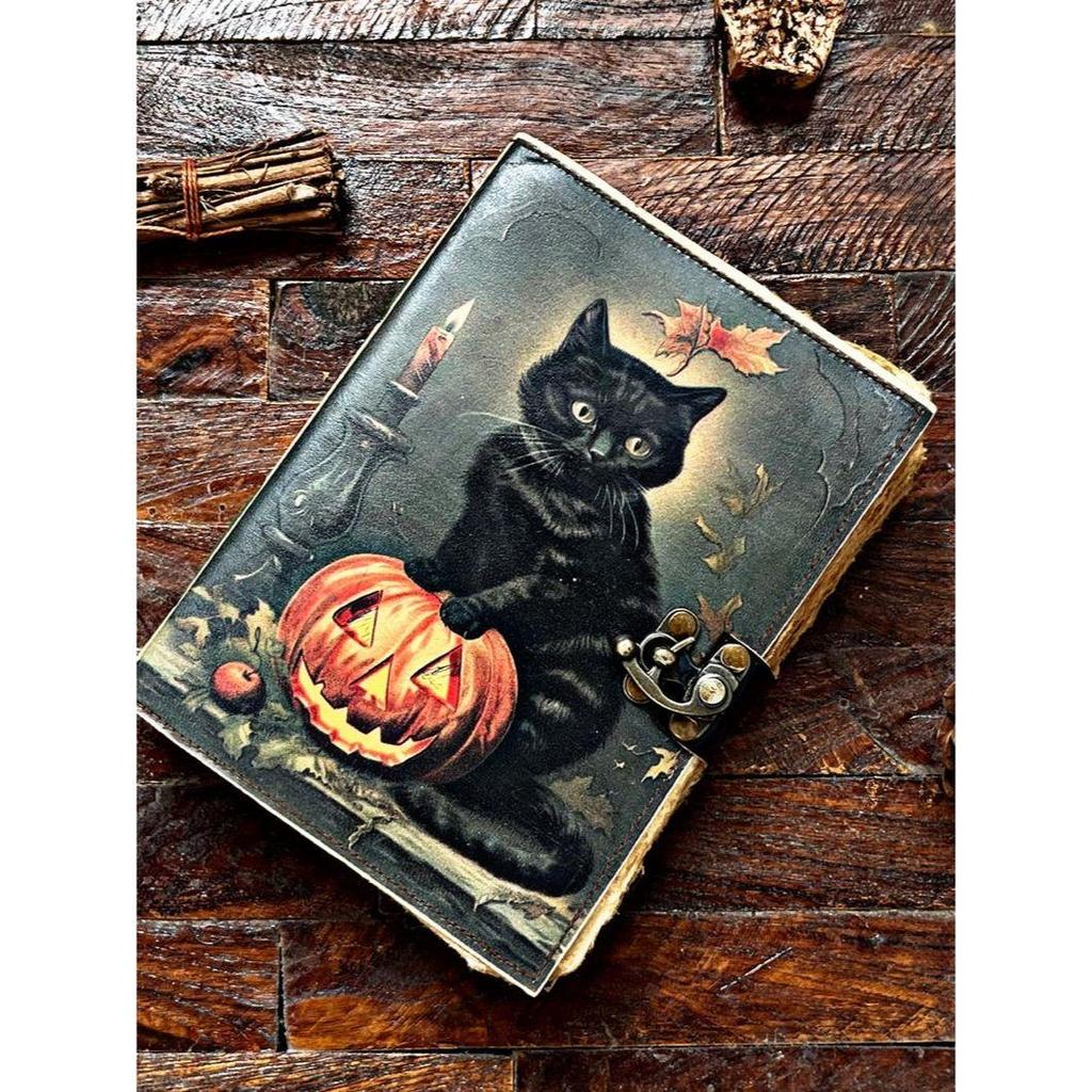 Black Cat Junk Journal Old Pages Dark Witch Fantasy Magical Junk Journal Kit Halloween Thaem Book Of Shadows