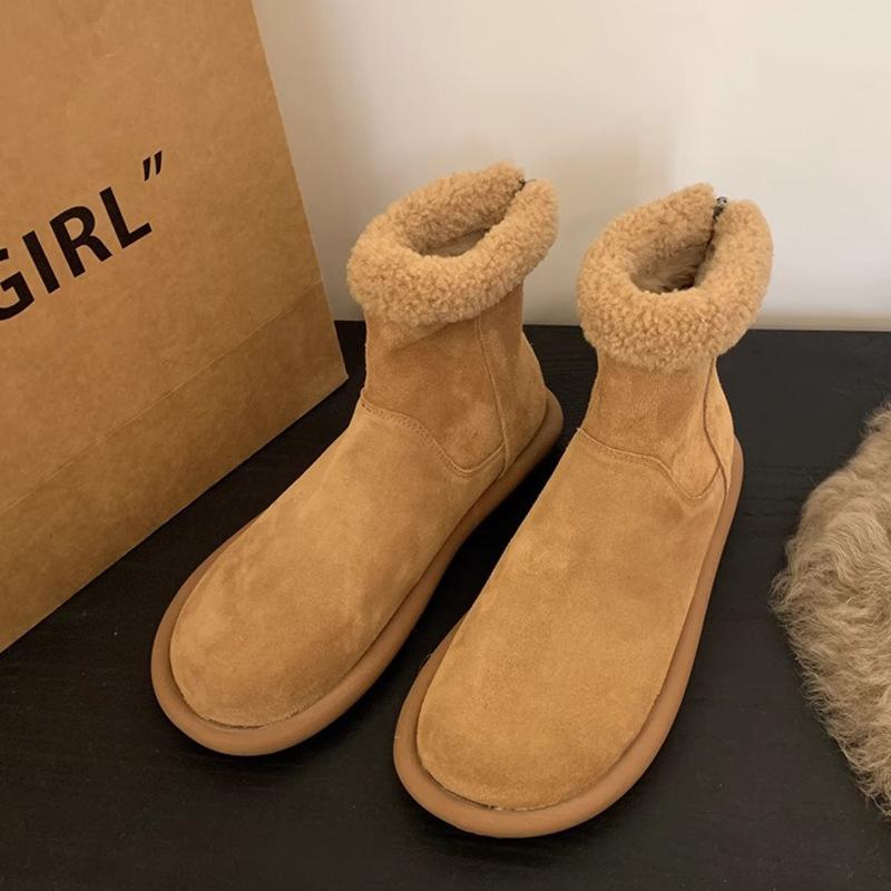 Женские модные ботинки на толстой подошве зимние легкие теплые ботинки от холода и снега нескользящие повседневные кроссовки хлопковые ботинки меховая обувь 40 коричневый 2454₽