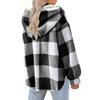 Women's Fashion Casual Plaid Print Autumn Winter Long Sleeve Hooded Jackets & Coats
