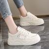 Stepping on shit feels thick baseplate shoes women's 2025 new autumn leather breathable little white shoes light sports student casual shoes