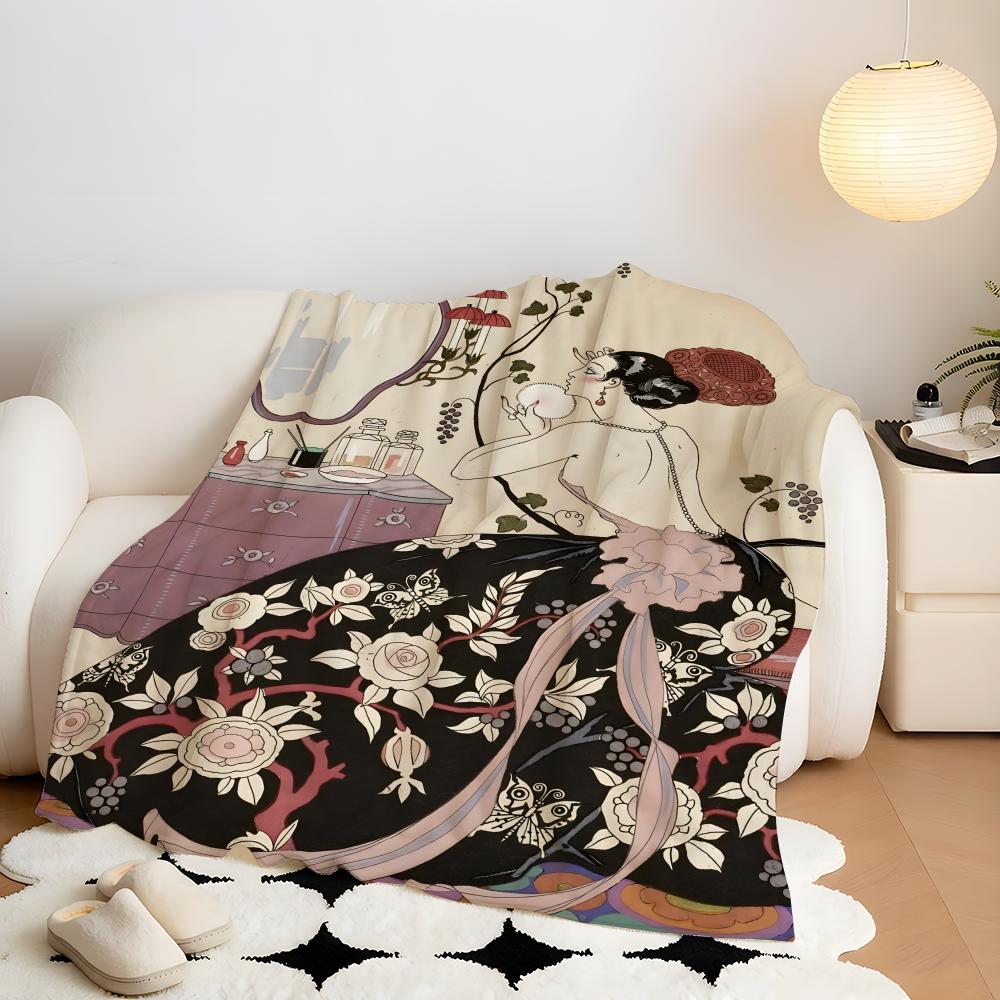 Artist G-George B-Barbier Throw Flannel Throw Blanket, Lightweight Cozy, Durable Washable cute Cool