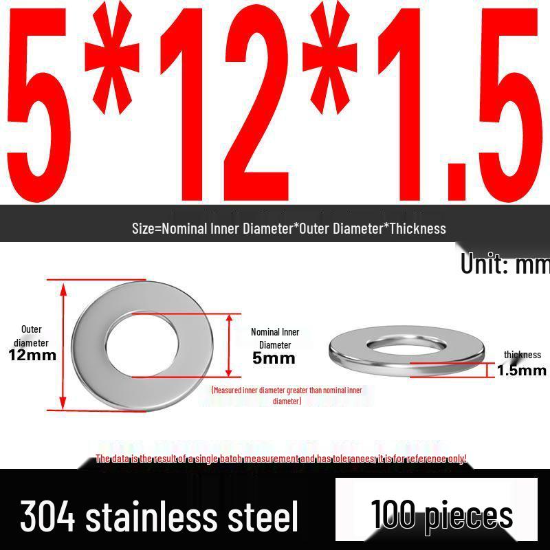 Thickened 304 Stainless Steel Flat Washer Spacer (M2-M36)