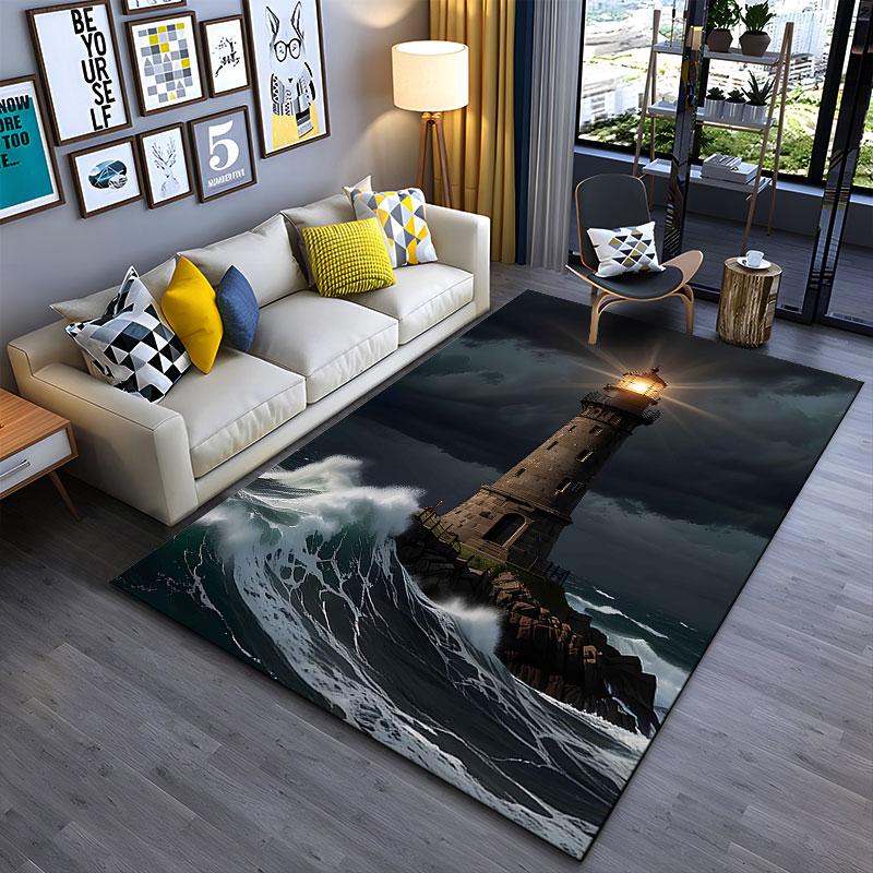 Majestic Lighthouse at Sea suitable as a non-slip mat for the living room or bedroom sofa