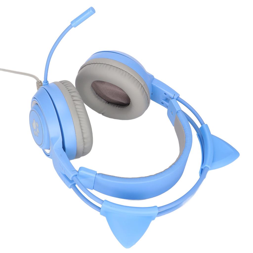 SY 5 Cat Ear Gaming Headset USB+3.5mm Plug Gaming Headphone Supports Volume Adjustment Microphone  (Pink )