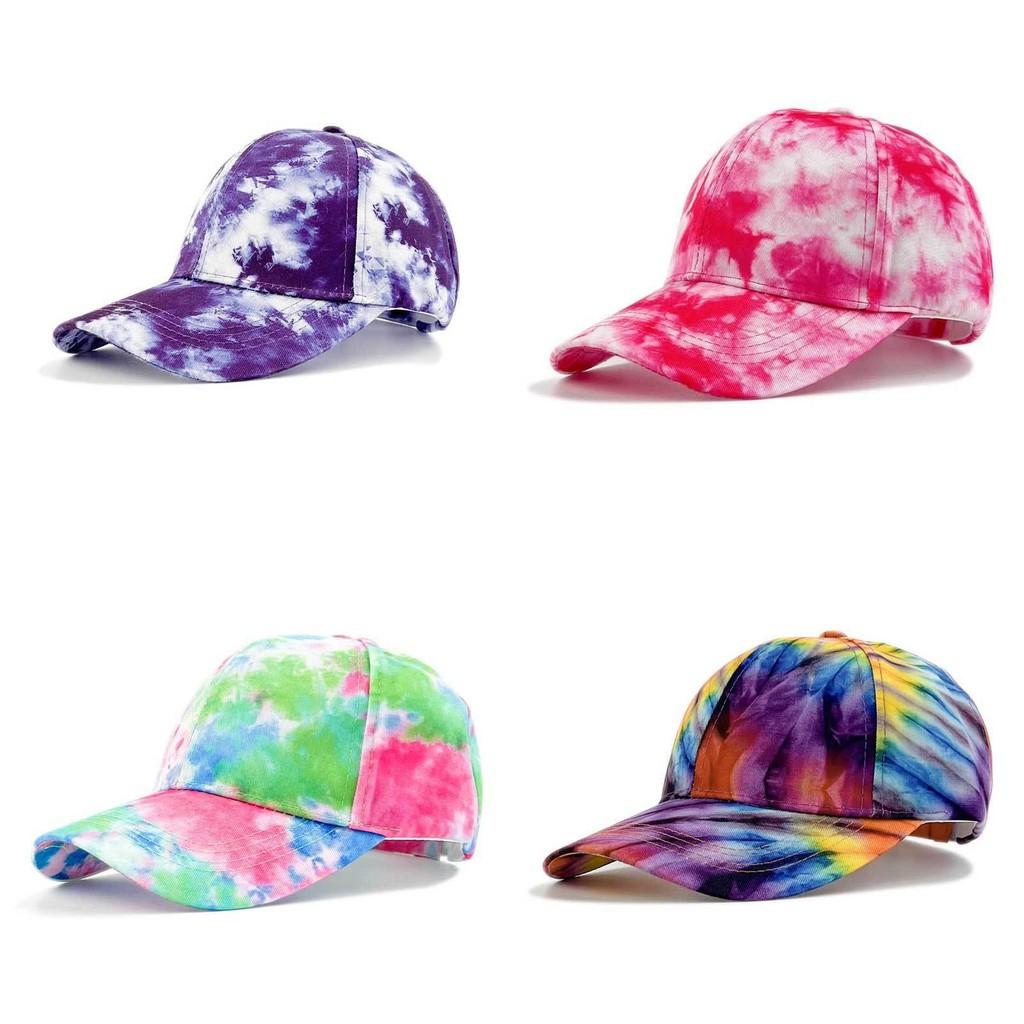 Dye Tie Print Baseball Cap Hip Hop Color Block Graffiti Visor Hat Protection Sun