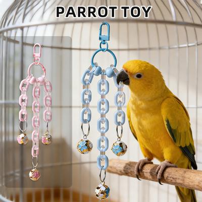 Parrot Bell Toy Bird Chew Chains with Bells Cage Jingle Chime Bells with Hanging Clip Sound Enrichment Chew Toy for Cockatiel Conure Anxiety Relief
