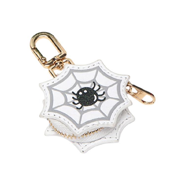 Small Coin Purse Keychain for Women Pumpkin Spiders Web Coin Pouch with Keychain Bag Charms Accessories Gift for Womens