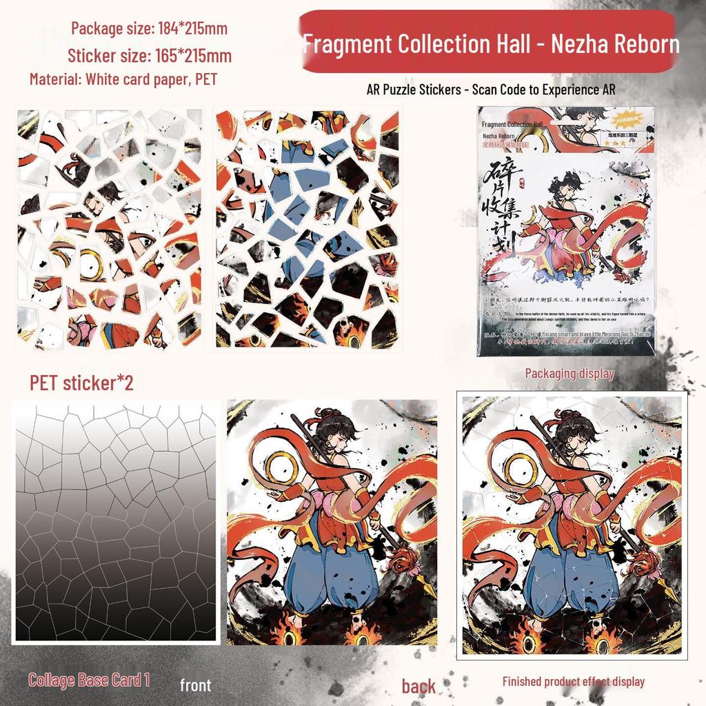 DIY Chinese-Style Sticker Puzzle Tote for Kids: Ancient Poetry Scenery & AR Costume Painting