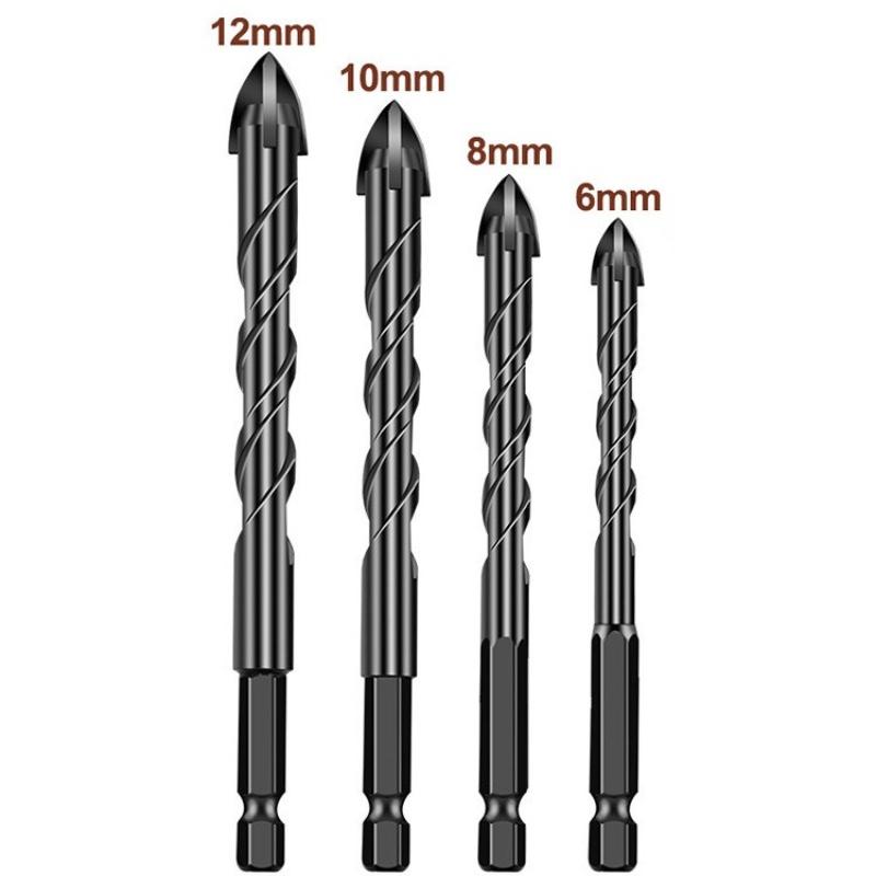 Multiple pack options Cross Hex Tile Drill Bit Set Glass Concrete Ceramic Tile Hard Alloy Triangle Drilling Bit Hole Opener