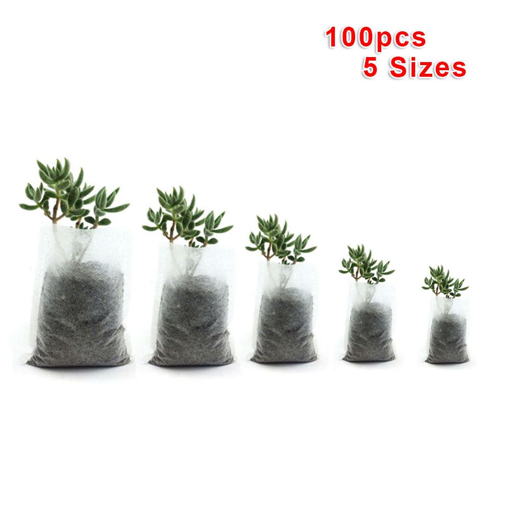 Biodegradable Non woven Grow Bags 100pcs Nursery Bags for Sustainable Planting
