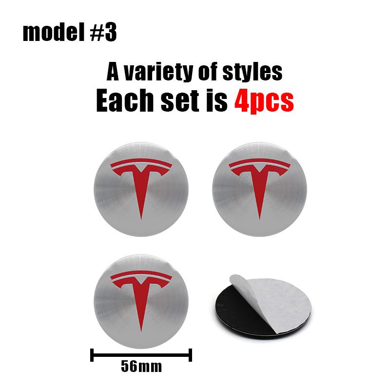 4Pcs 56mm/60mm Tesla Car Wheel Center Hub Cap For Model 3 Model Y Model X Model S Auto Rim Cover Decorate Stickers Accessories