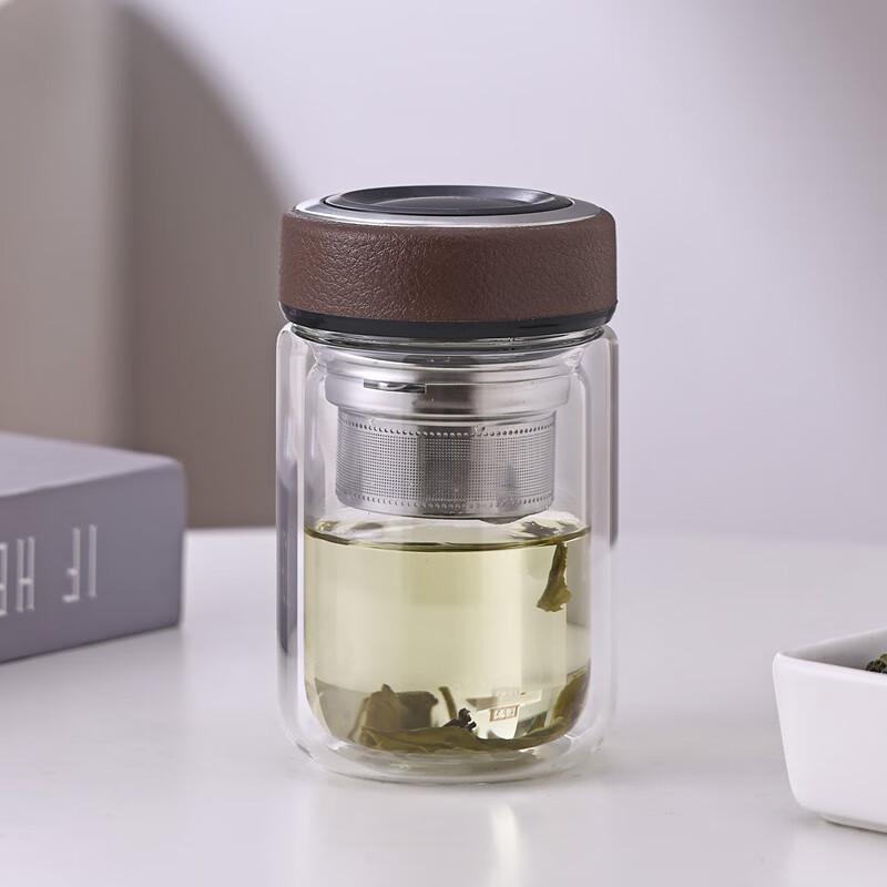 Термоизолированная двухстенная кружка из боросиликатного стекла Shangqi