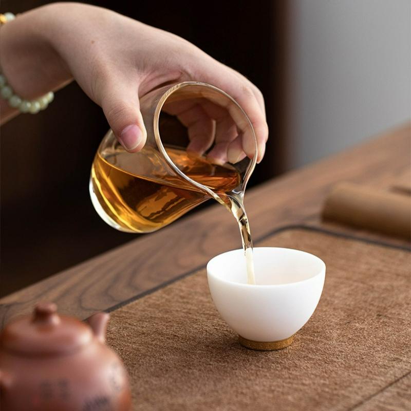 220ml Japanese Heat-resistant Glass Tea Cup Fair Cup Household Cha Hai Transparent Kung Fu Tea Set Teaware Supplies Accessories