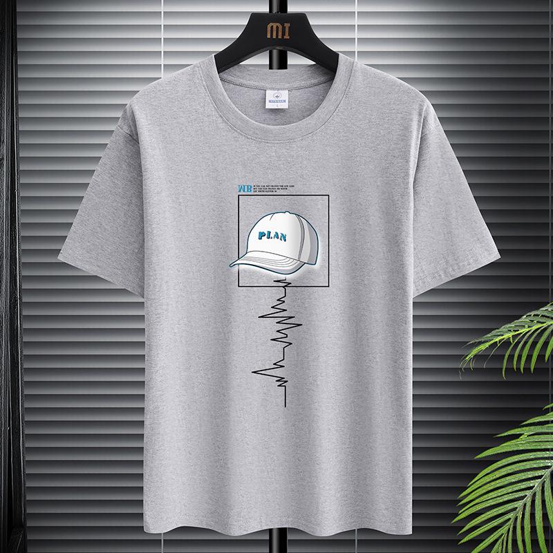 Camiseta de Manga Corta de Algodón Puro de Corte Holgado y a la Moda para Hombre Verano 2025