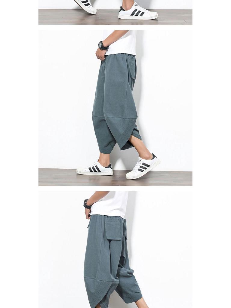 Herren Übergröße Chinesischer Stil Locker Harem Strandhosen - Sommer Sieben-Punkt Weitbein Karottenhosen