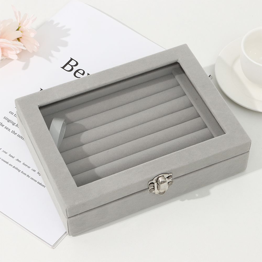 Bandeja de anillo duradera, organizador de joyería suave, caja de almacenamiento, vitrina, caja de anillo de terciopelo