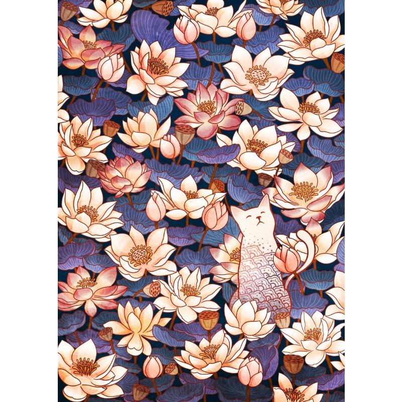 

Cats and Flowers Poster Colorful Abstract Tulip Magnolia Roses Canvas Painting Modern Wall Art for Living Room Home Decor 21cm×30cm NoFrame