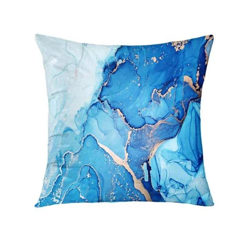 Modern Abstract Cushion Cover Gray Blue Teal Agate Marble Hug Gold Foil Pillow Cover Home Decor Pillowcase Sofa Throw Pillows
