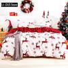 Merry Christmas Duvet Cover Christmas Elk Snowflakes Red Bedding Set Happy New Year Quilt Cover Holiday Gifts Bedroom Decoration