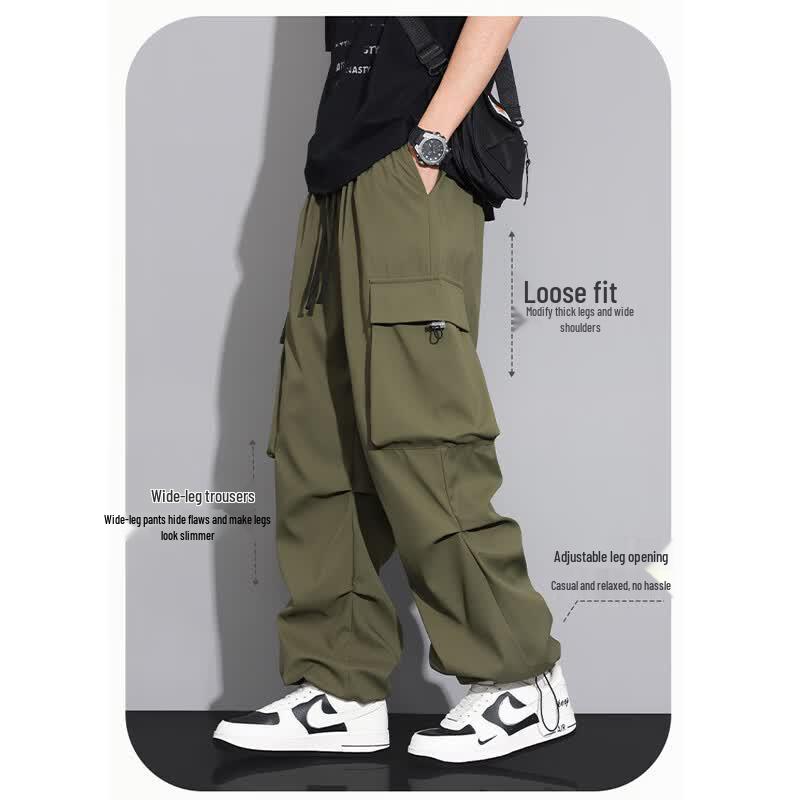Men's Loose Crinkled Cargo Pants