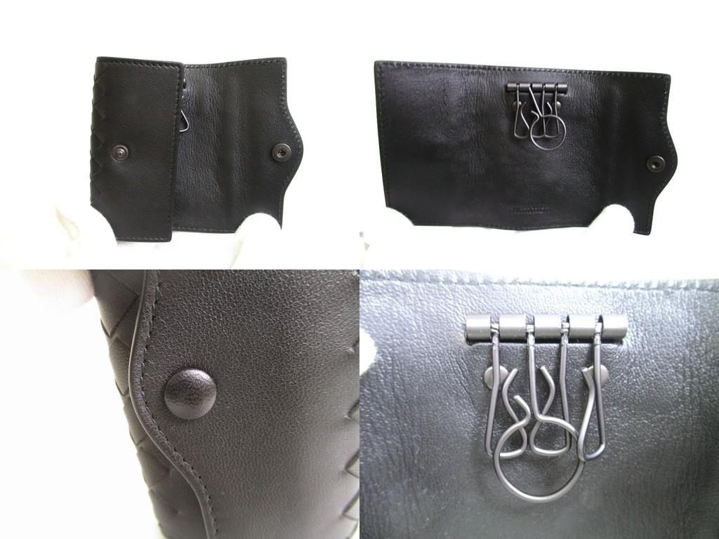 Authentic BOTTEGA VENETA Black Leather Silver H/W 4 Pics Key Chain #a960  Refurbished