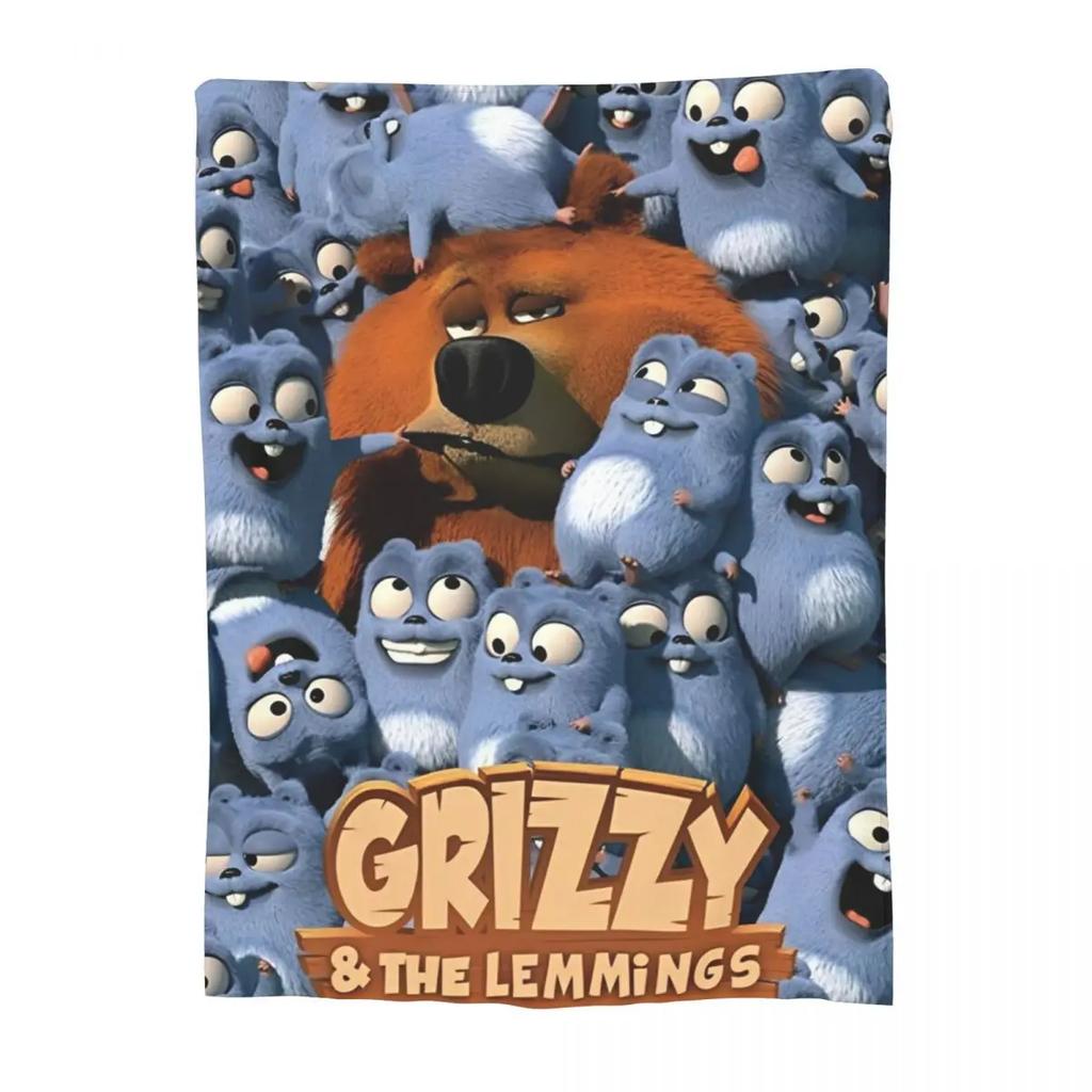 Coperta Grizzy Et Les Lemmings in Pile Corallo Peluche Traspirante Estiva per Divano Camera da Letto