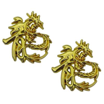 HAMILO Dragon Sticker 3D 3D Car Bike Helmet Dress Up Metal Set of 2 (Gold)