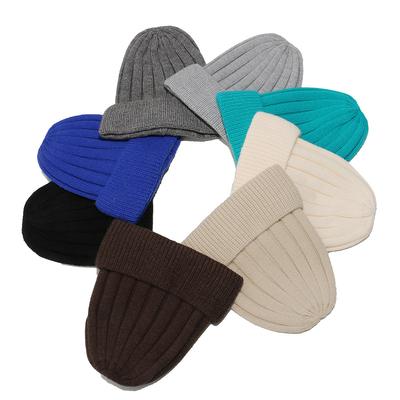Wholesale Wool Hat Women's Autumn and Winter Solid Color Outdoor Thermal Hat Striped Pullover Hat Knitted Hat Men's and Women's