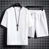 Sommer-Sportset aus Waffelstrick für Herren: Trendy Loose-Fit Shorts und Kurzarm-Top