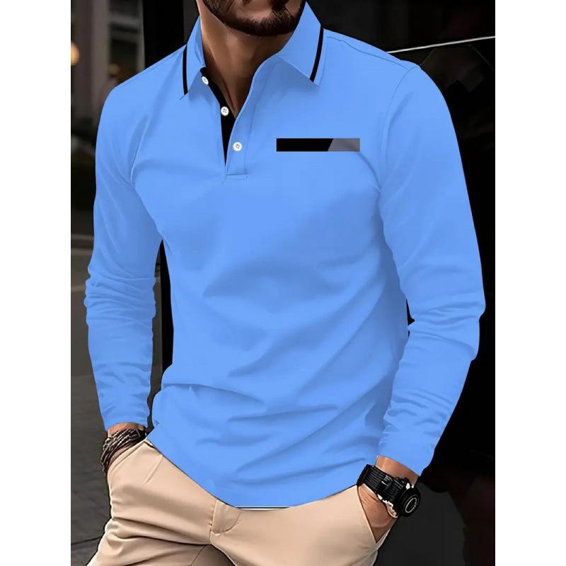 2026 New Men's Hot-selling New Long-sleeved POLO3D Digital Printing Simple Versatile Lapel Casual POLO Shirt