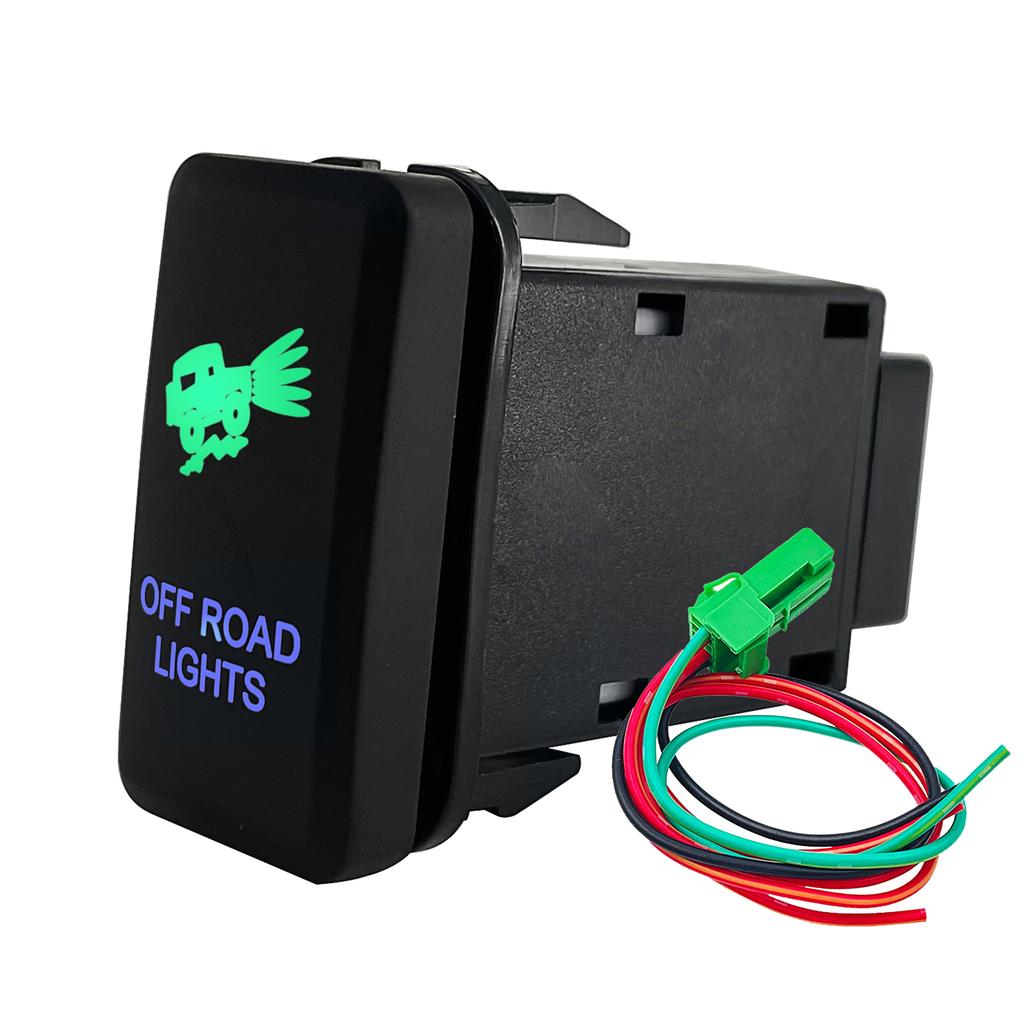 12V Winch Power Green Blue Button Switch Car LED Light Bar Compressor Aux ON OFF For Toyota Tacoma FJ Cruiser Highlande Hilux