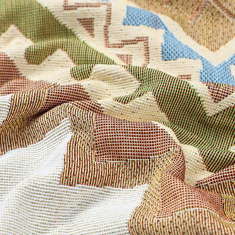 Reversible Blanket, Geometric Pattern, Beige Blanket, Sofa Throw
