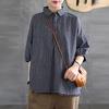 shirt for check pattern loose large summer [JQBFL] Short-sleeved women, blouse, summer, linen, cotton-linen shirt, fit, size, casual, cut-and-sew,