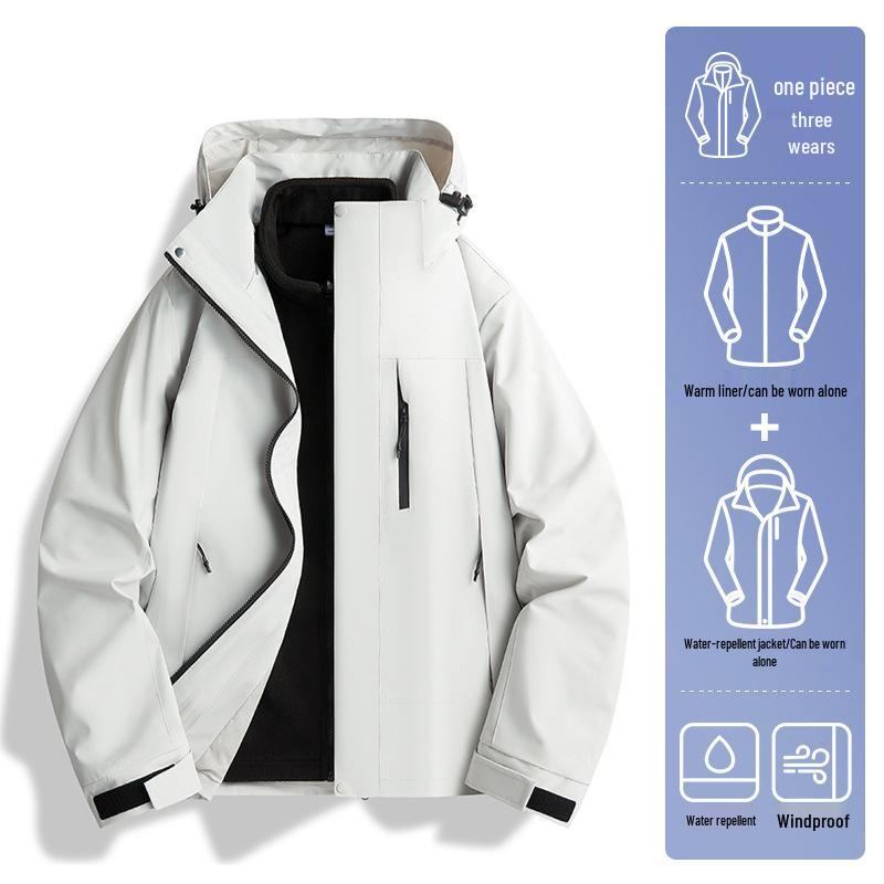 2024 Unisex Outdoor Windproof & Waterproof Jacket with Detachable Liner for Travel, Hiking, & Mountaineering