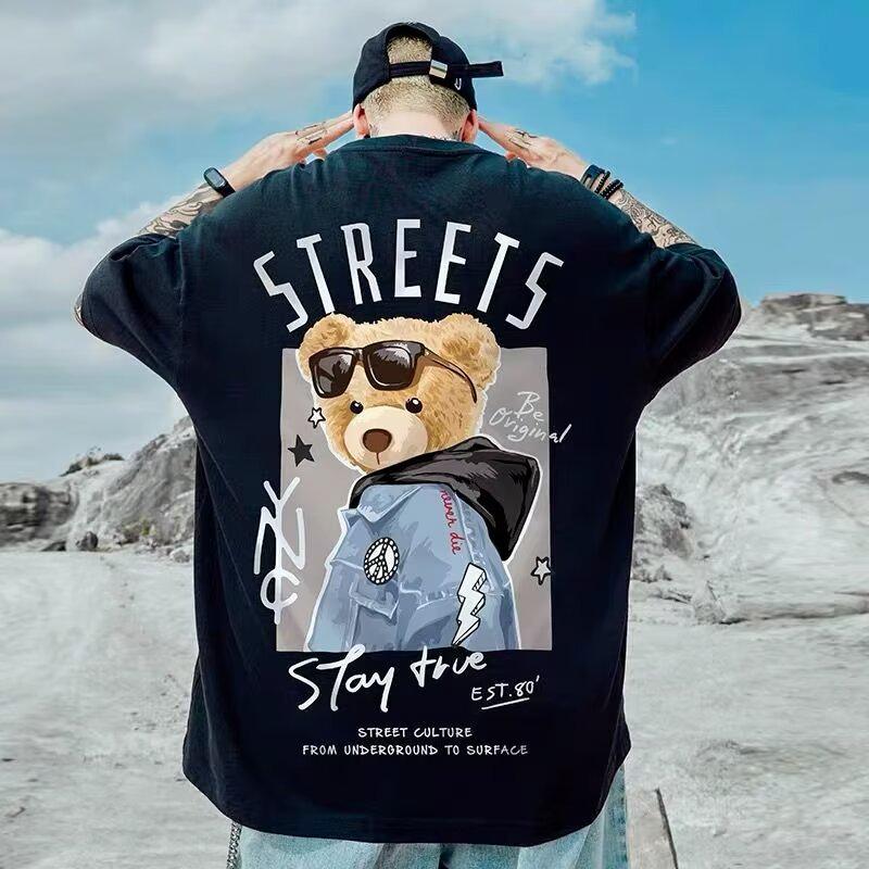 Men's Oversized Teddy Bear Graphic T-Shirt, Trendy Brand, Loose Fit, Short Sleeve, Plus Size Up to 8XL, Unisex