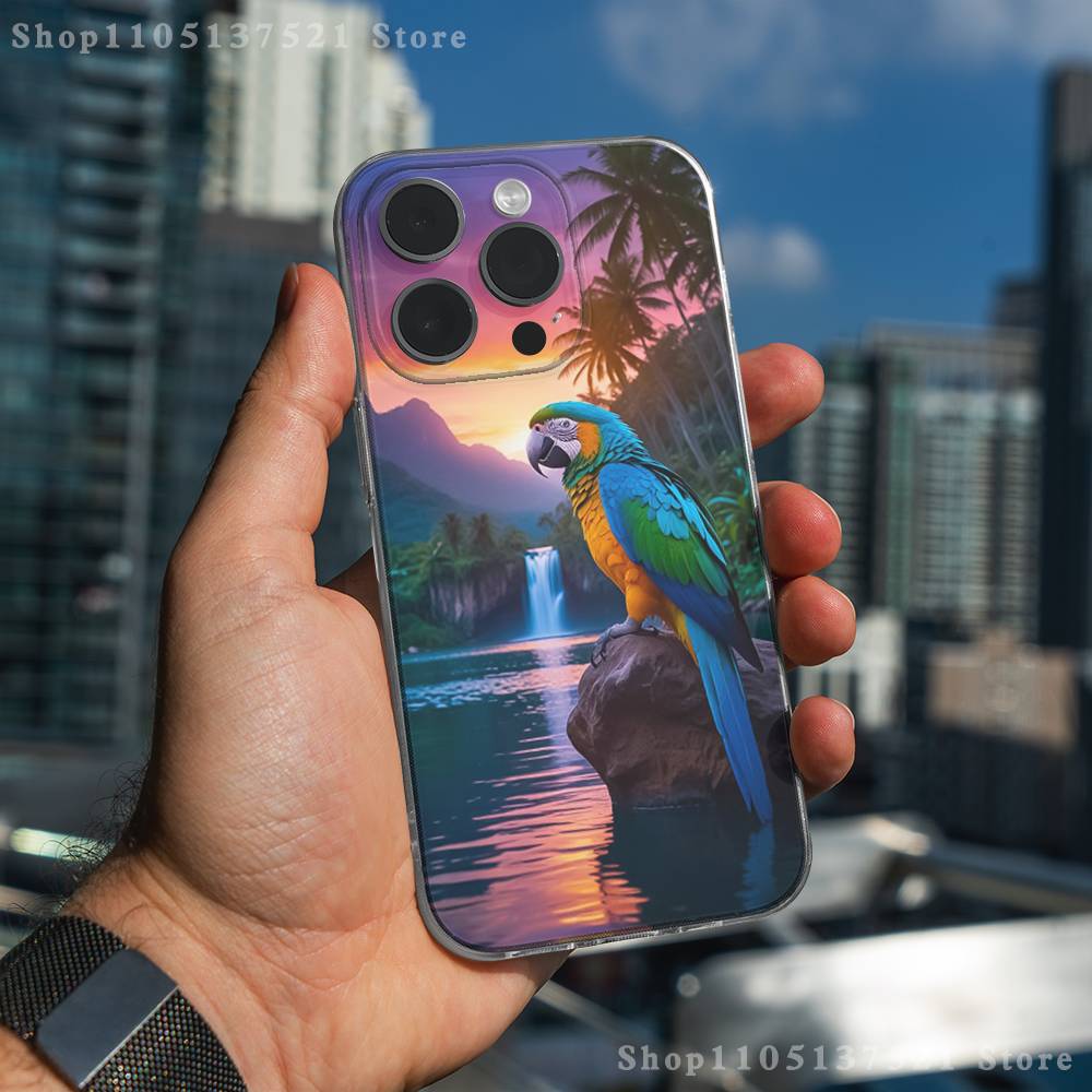 

Birds Animal Parrot Phone Case For iPhone 17,16,15,14,13,12,11 Pro,Max,Plus,X,XS,XR,SE4,E Mini Transparent Soft Cover iPhone13