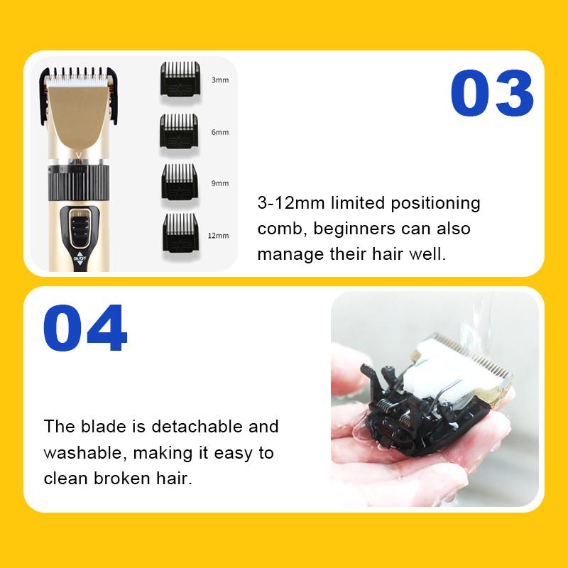Custom Logo Long Hair and Short Hair Low Noise Pet Hair Clipper Trimmer